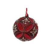 Red Glass Floral Jewel Ball Large