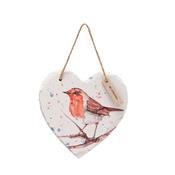 Christmas Meg Hawkins Slate Hanging Heart - Robin image