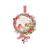 Christmas Robin Hanging Plaque with Bell image