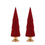 Flocked Resin Christmas Tree - Pair