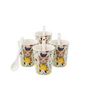 Allen Design Country Cat Set of 4 Cups &amp; Spoon Set image