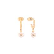 Tipperary Daisy Pink Pearl Hoop Drop Gold Earrings