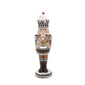 Santa &amp; Friends Dark Gingerbread Nutcracker Holding a Globe