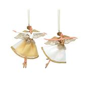 Gisela Graham Christmas Fairy White &amp; Gold Fabric