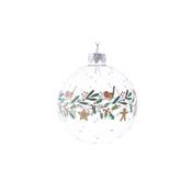 Gisela Graham Robin &amp; Holly Wreath Clear Christmas Bauble