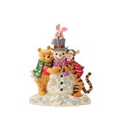 Jim Shore A Chilly Creation Pooh and Friends Hugging Snowman Figurine