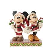 Jim Shore Candy Cane Christmas Mickey &amp; Minnie with Candy Canes image