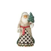 Jim Shore Christmas Is Coming Black &amp; White Plaid Santa