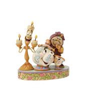 Jim Shore Heart of the Castle Lumiere, Mrs Potts, Cogsworth and Chip Figurine