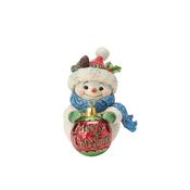 Jim Shore Snowman with Large Bauble Hanging Ornament Mini Figurine