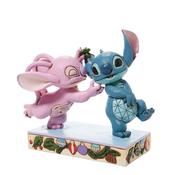 Jim Shore Mistletoe Kiss - Stitch and Angel with Mistletoe Figurine