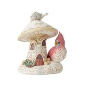 Jim Shore Woodland Mushroom House with Cardinal Figurine image