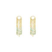 Knight &amp; Day Gold Green Tone Semi Precious Stone Earrings