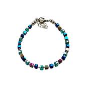 Mishe Teal &amp; Blue Crystal And Hematite Cube Bracelet image
