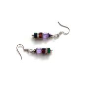 Mishe Lilac Crystal &amp; Gemstone Cube Earrings image