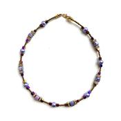 Mishe Lilac &amp; Gold Gemstone Necklace