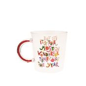 Raspberry Blossom Glass Mug - It's The Most Wonderful Time Of The Year image