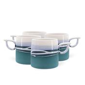 Paul Maloney Pottery Teal Set of 4 Mugs
