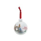 Peter Rabbit and Flopsy Holding Holly Wreath Bauble