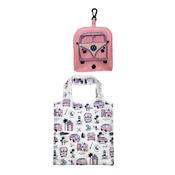 Foldable Reusable Shopping Bag Volkswagen VW T1 Camper Bus Explore More - Pink image