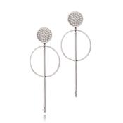 Romi Silver Pave Hoop &amp; Stem Earrings