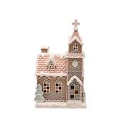 Santa &amp; Friends Light Up Pastel Gingerbread Church