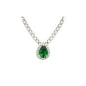 ShanOre Sterling Silver Emerald CZ Halo Tear Drop Necklace image