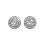 Tipperary Silver Round Earrings Pave Set Surround