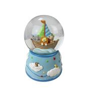 Snow Globe Blue Sailing Boat with Animals