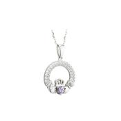 Solvar Amethyst Silver Claddagh Pendant