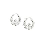 Solvar Sterling Silver Medium Claddagh Hoop Earrings