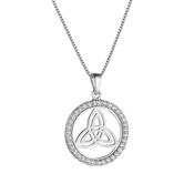 Solvar Sterling Silver CZ Round Trinity Knot Necklace image