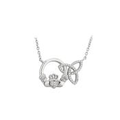 Solvar Sterling Silver Interlocking Claddagh Trinity Knot Necklace