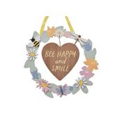 The Cottage Garden Wreath Plaque "Bee Happy"