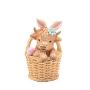 The Eggs-traordinary Easter Highland Cow In Basket Figurine
