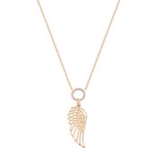 Tipperary Angel Wing &amp; Crystal Circle Pendant Gold
