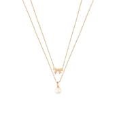 Tipperary Bow - Bow &amp; Pearl Double Necklace Gold