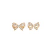 Tipperary Bow - Double Bow CZ Inset Gold Earrings image