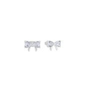 Tipperary Bow - Mini Stud Crystal Earrings Silver