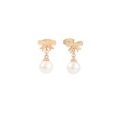 Tipperary Bow - Pearl Drop Earrings Gold