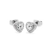Tipperary Diamante Heart Stud Earrings Silver