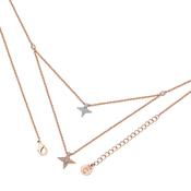Tipperary Double Floating Pave Star Necklace Rose Gold