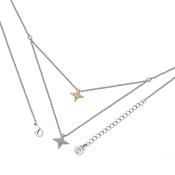 Tipperary Double Floating Pave Star Necklace Silver