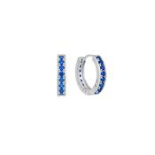 Tipperary Halo Night Mini Blue CZ Hoop Earrings Silver