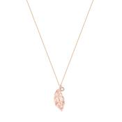 Tipperary Long ADJ Rose Gold Feather Pendant Grey CZ Charm