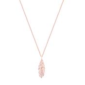 Tipperary Long Feather Rose Gold Pendant With Clear CZ