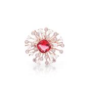 Tipperary Ruby With Pearl &amp; CZ Burst Brooch