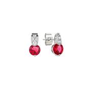Tipperary Silver Classic Round Ruby Stone With Pave Bale Earrings image