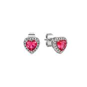 Tipperary Silver Diamond Ruby Heart Earrings image