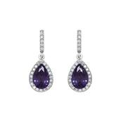 Tipperary Silver Pear Shape Earrings - Purple